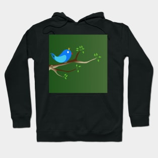 A blue bird perched on a tree branch. Hoodie